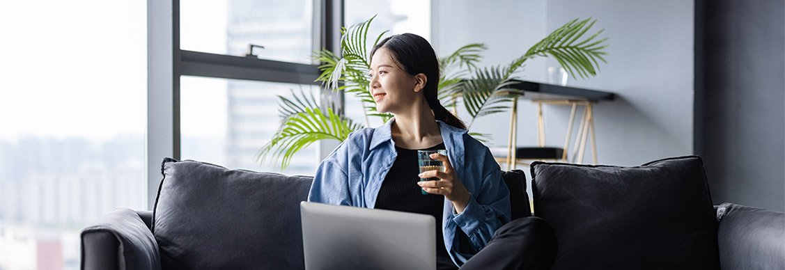 Asian women working at home