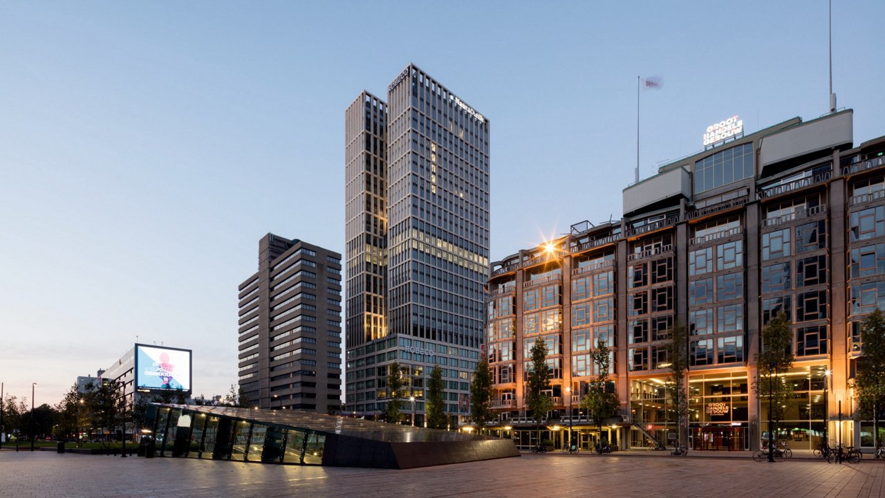 Front view of office building First in Rotterdam.