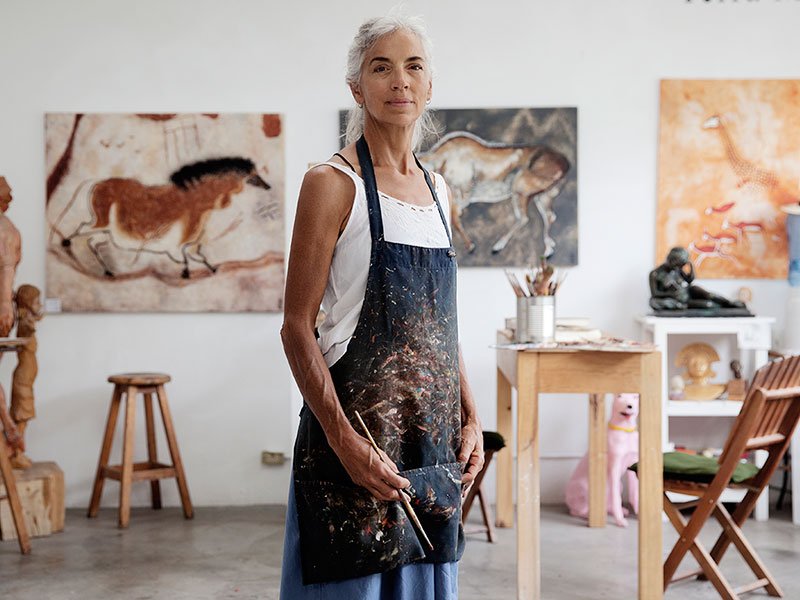 A femail artist in her studio