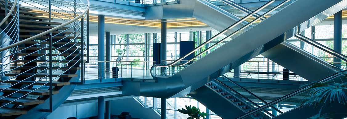 Inside office building