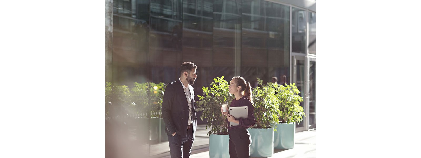 Man and woman talking