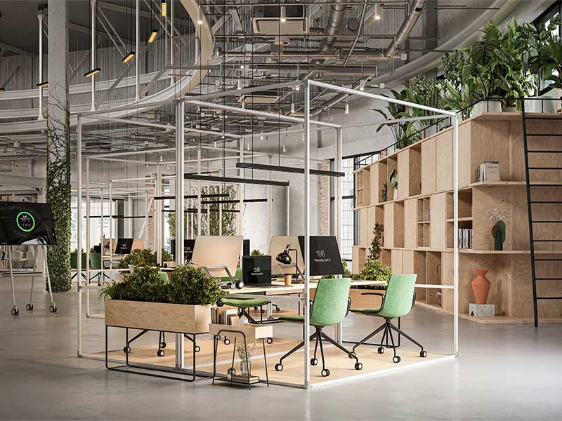 Office environment with plants
