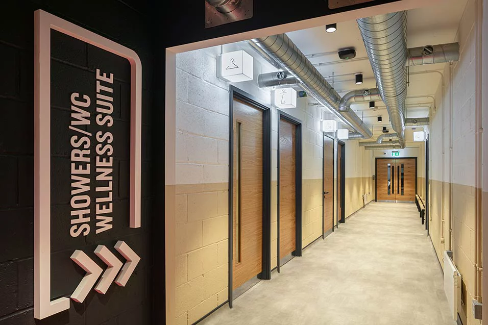 Inclusive health spaces including a wellness hub and yoga room 