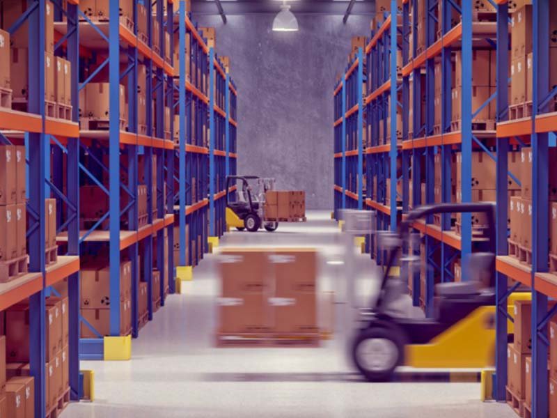 inventory with stacked boxes