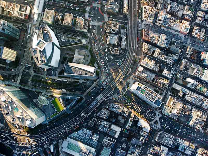 バブル期に多くのオフィスビルが竣工した東京の街並み