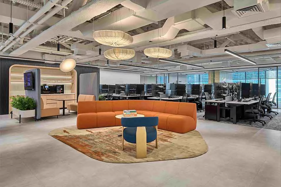 An office featuring creating a modern and inviting workspace atmosphere.