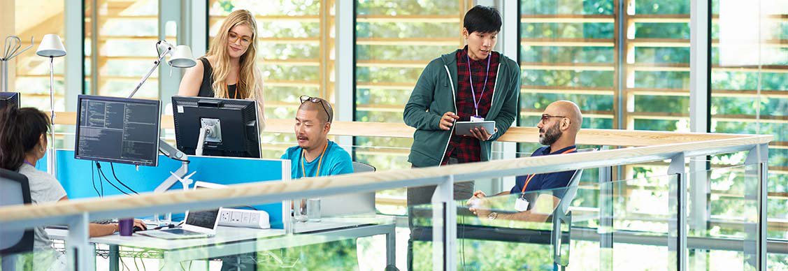 Employees working on green-certified buildings