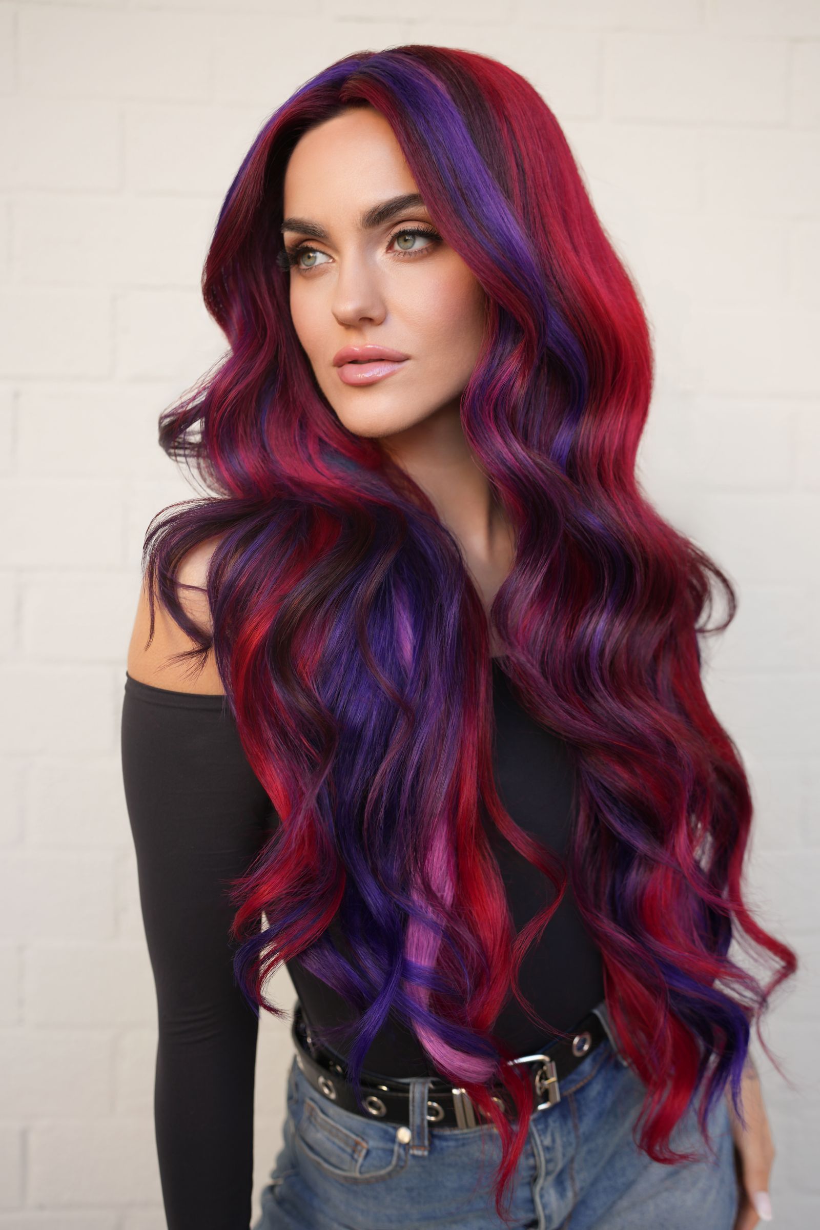 image of a woman with red and purple hair