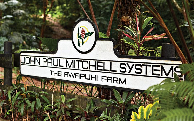 image of the John Paul Mitchell Systems Awapuhi Farm signage