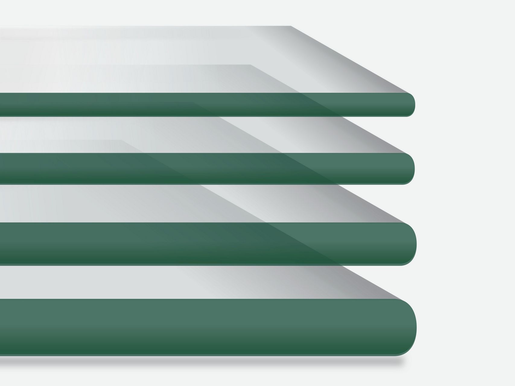 A comparison of shower glass thickness, with 1/4", 5/16", 3/8" and 1/2" cross-section views.
