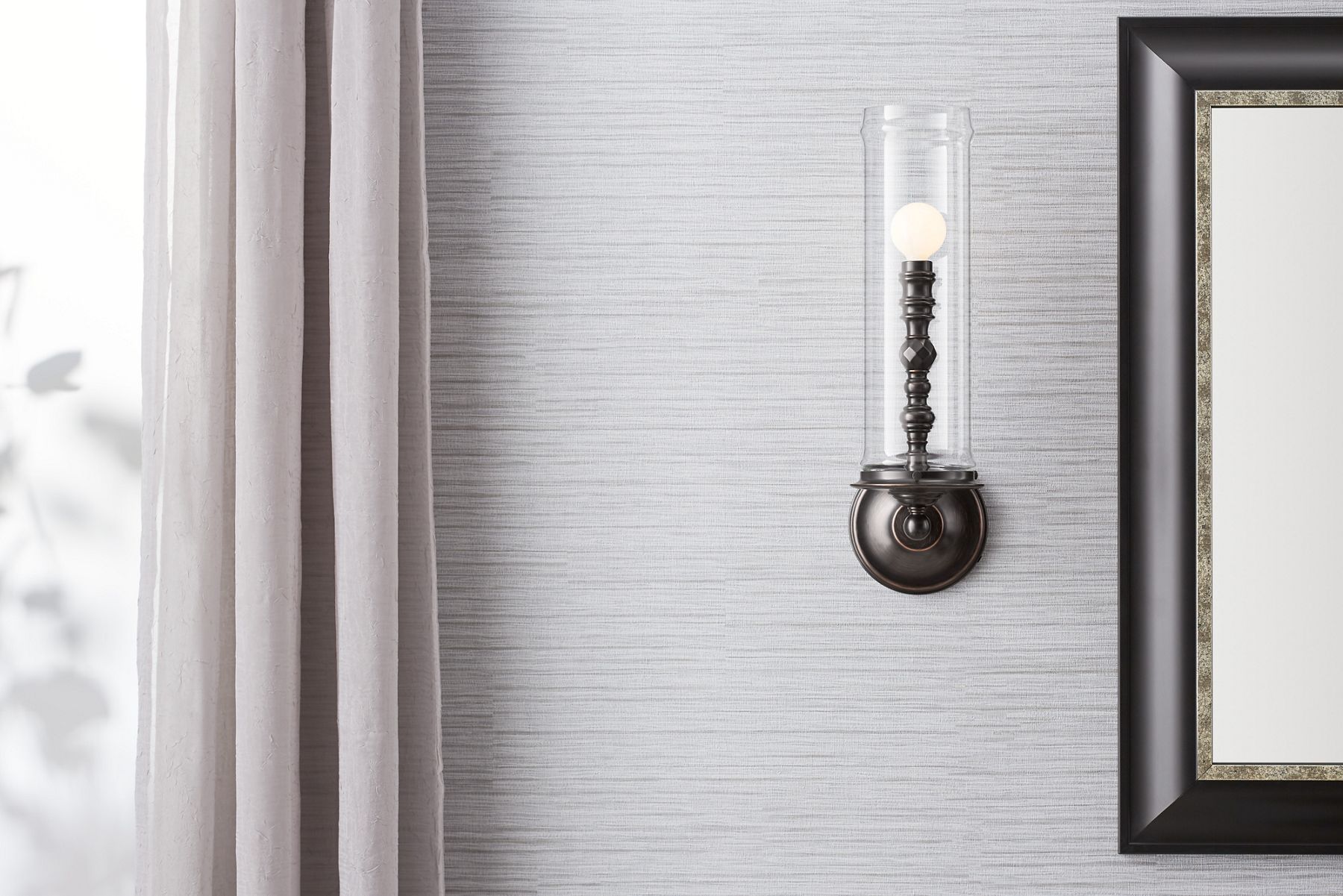 A Damask one-light sconce.