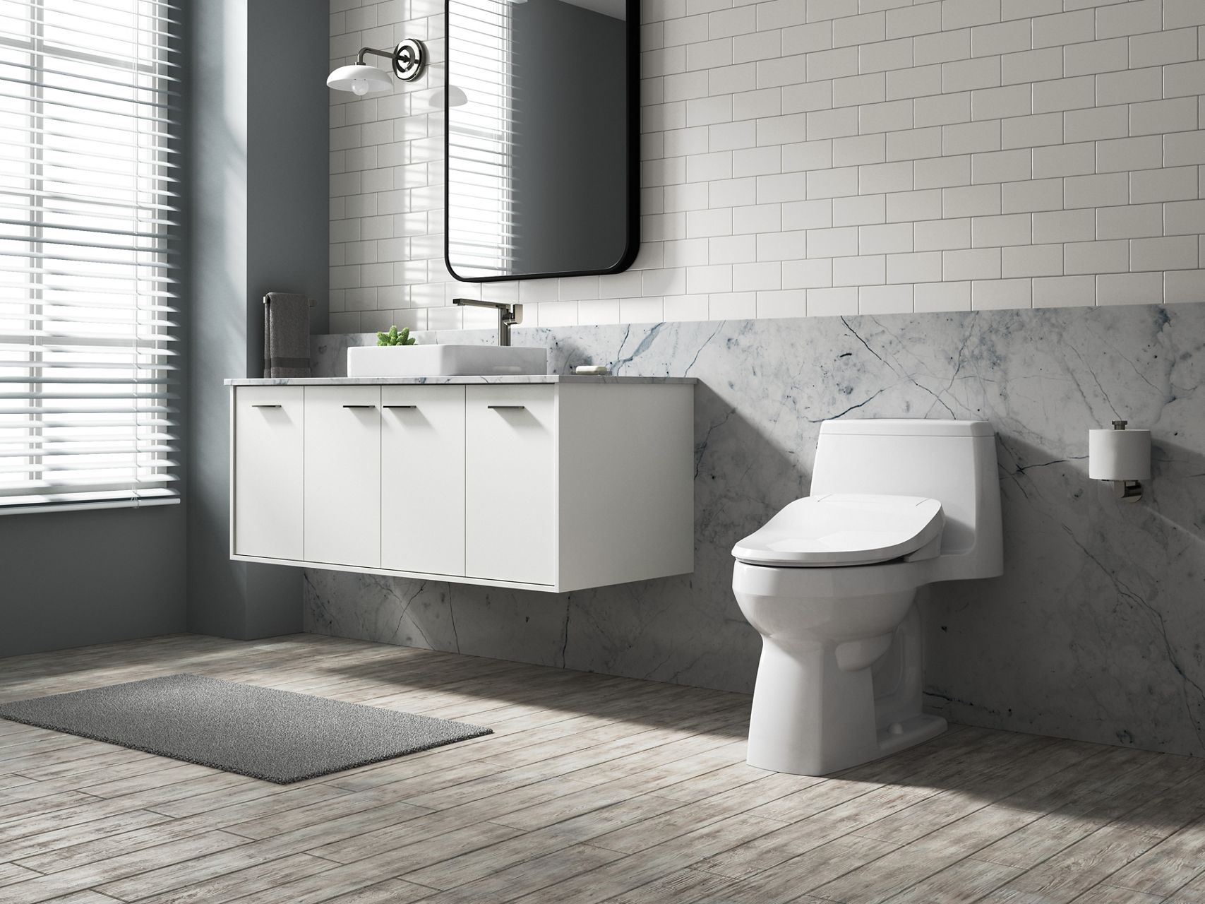 Angled view of a C3-050 bidet seat on a toilet.