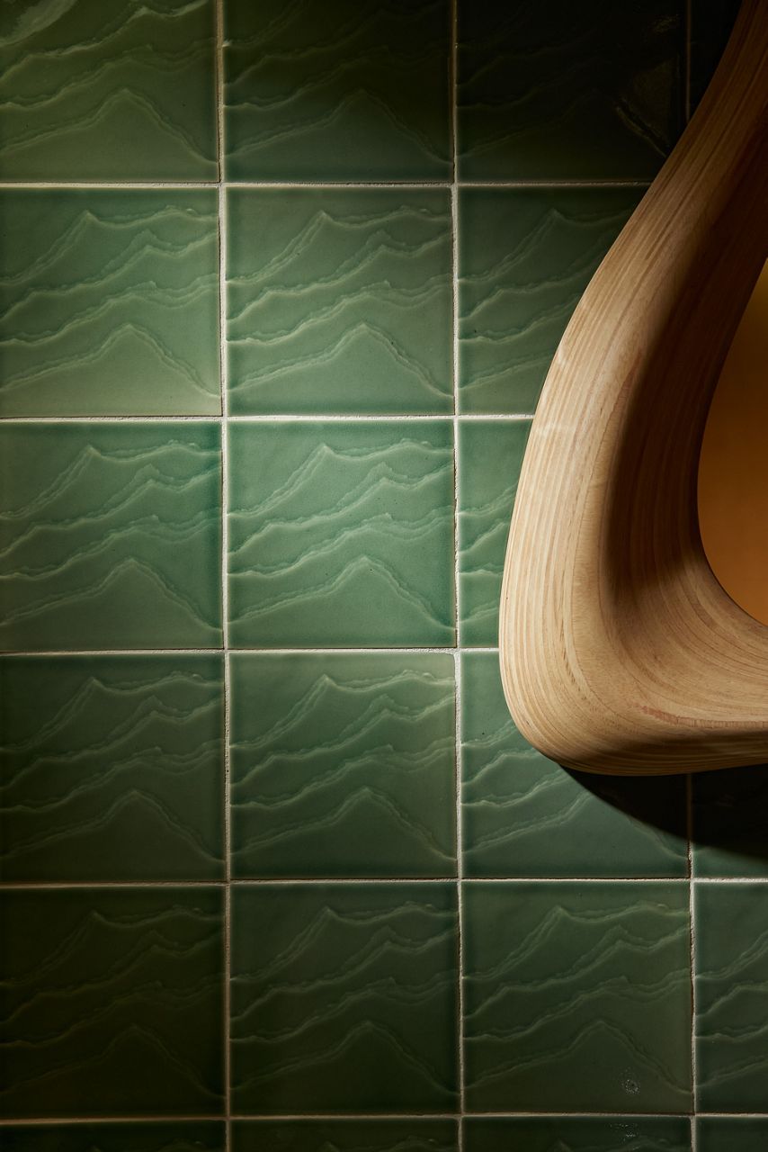 KOHLER WasteLAB® Landshapes Tile Collection featuring organic green tiles made from repurposed materials.