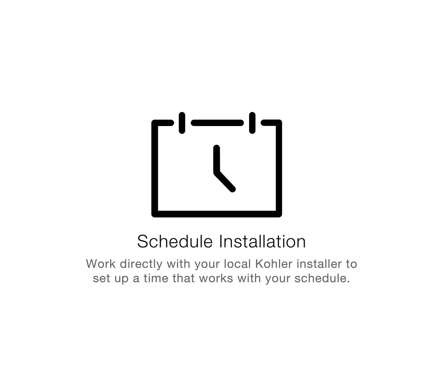 Black line icon of a calendar with a clock face inside.
