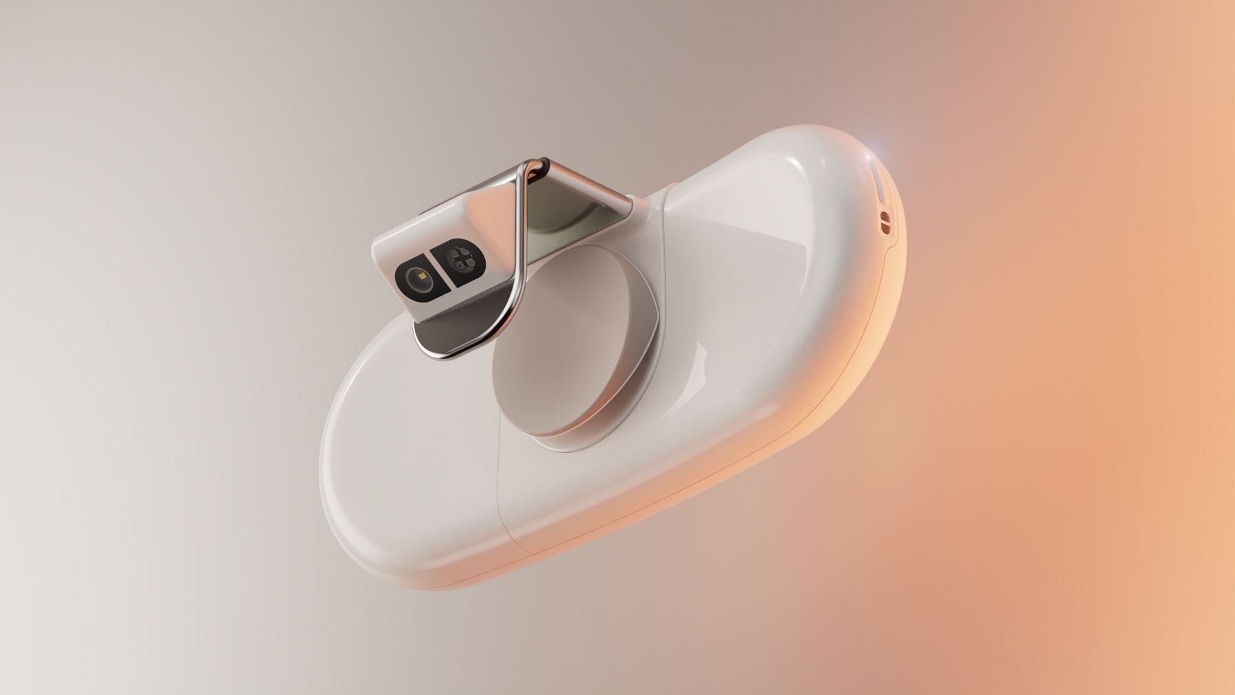 Close-up of Dekoda's integrated optical sensor technology mounted inside the toilet bowl for passive health monitoring.