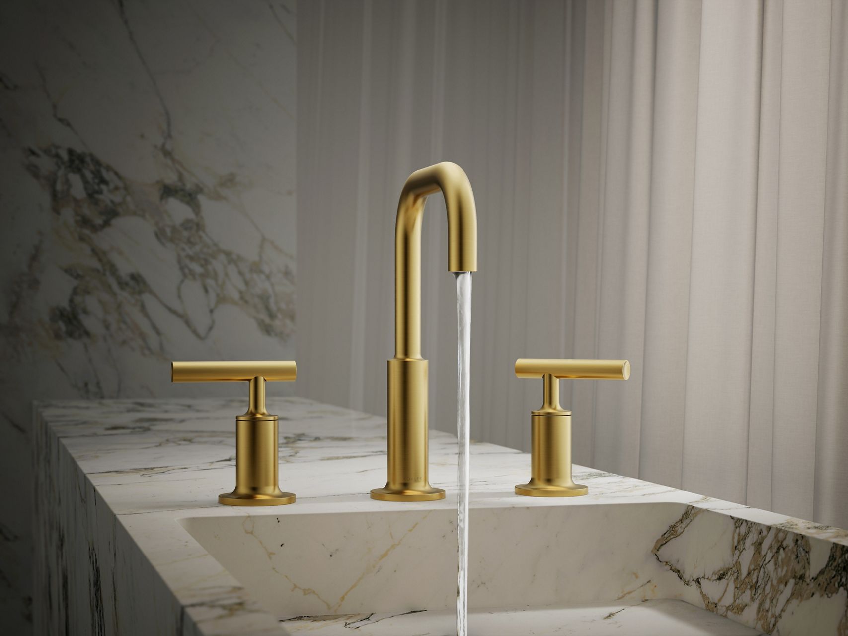 KOHLER | K-14408-4 | Purist Widespread Sink Faucet with High Lever