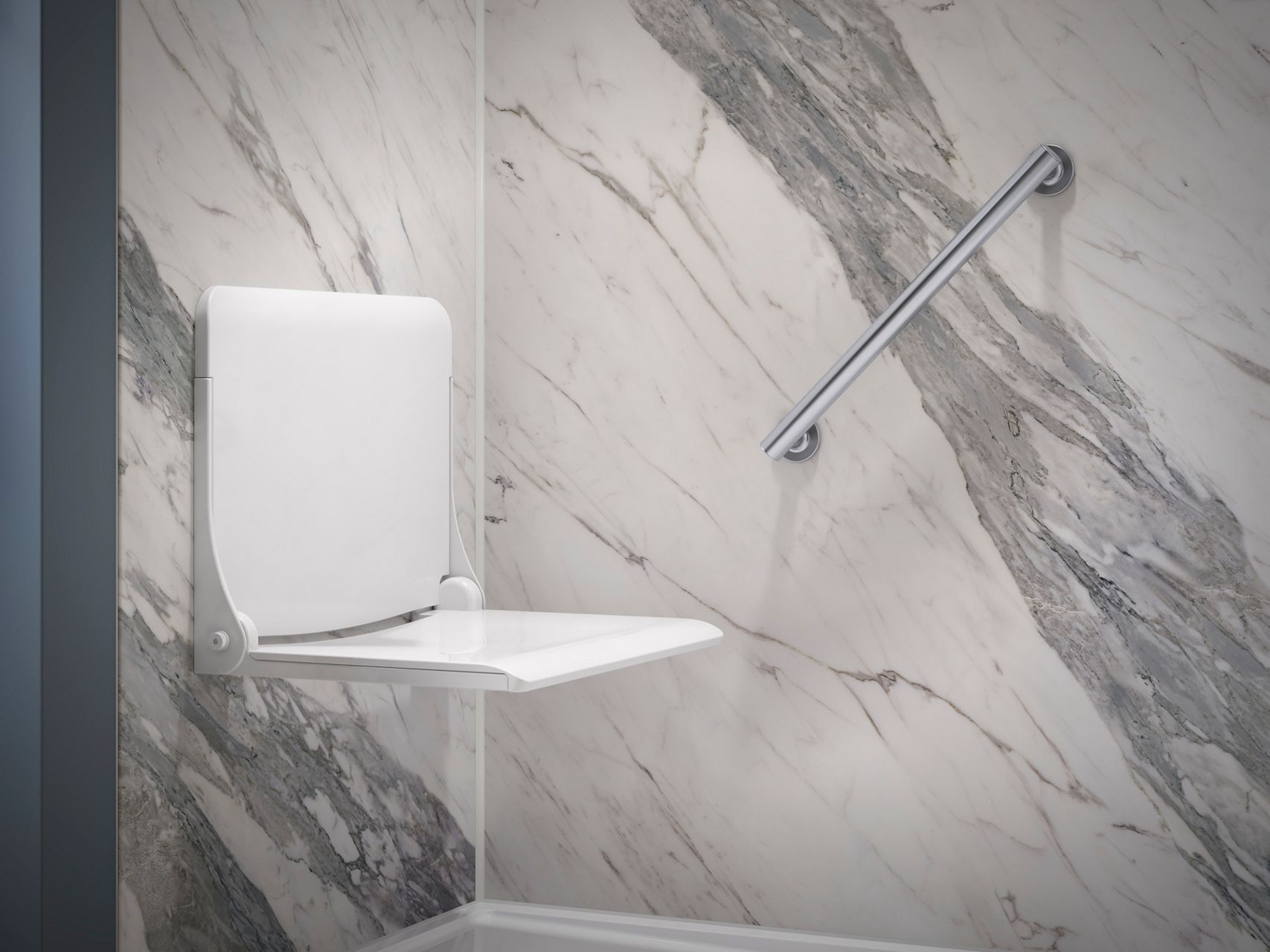 KOHLER LuxStone shower with shower seat