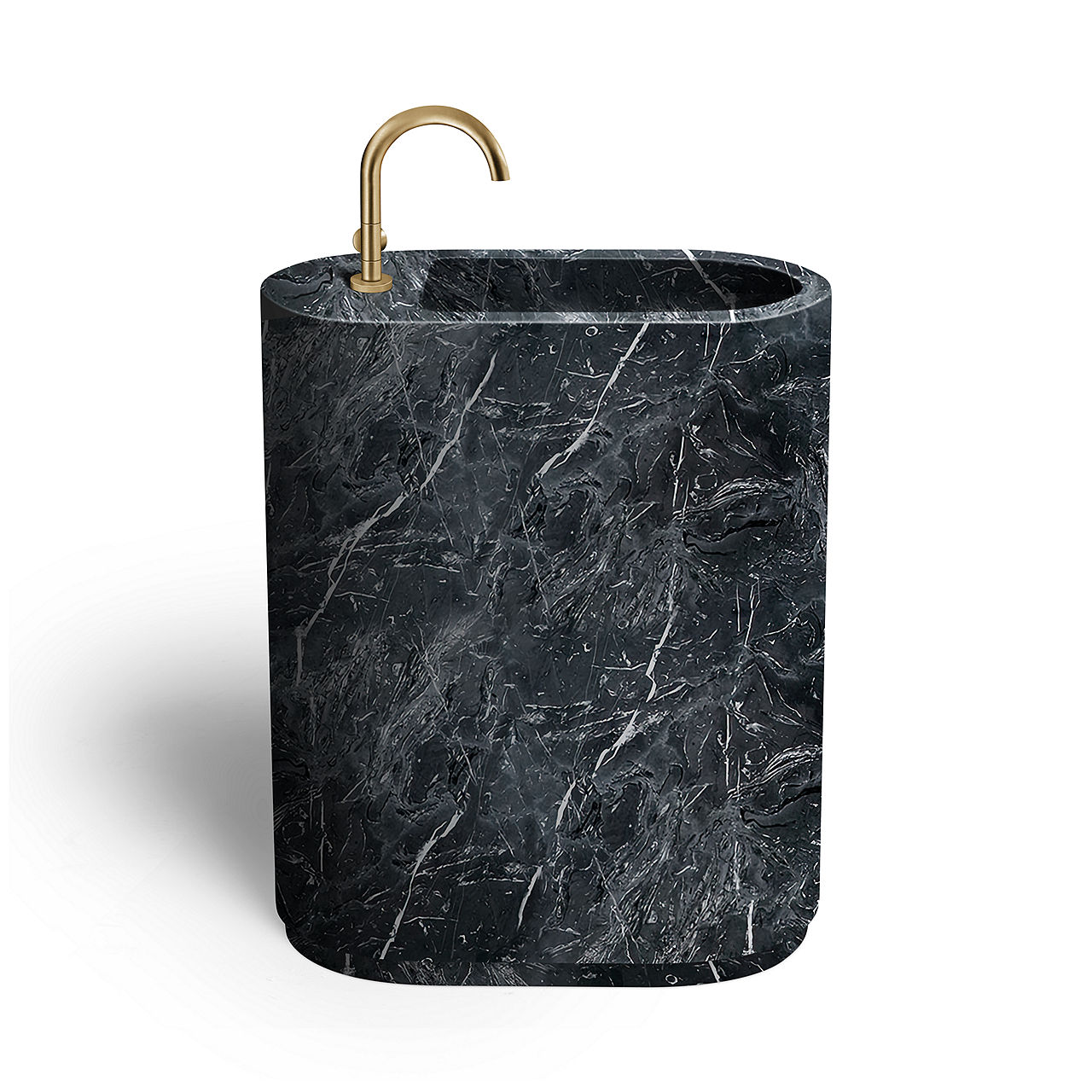 Caplet pedestal sink in Nero Marquina