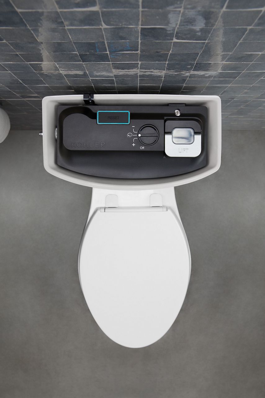 Overhead view of KOHLER toilet tank with ContinuousClean tank system