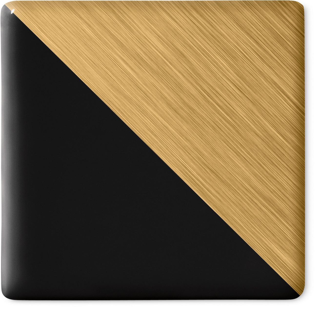 Échantillon de fini Matte Black et Vibrant Brushed Moderne Brass deux tons