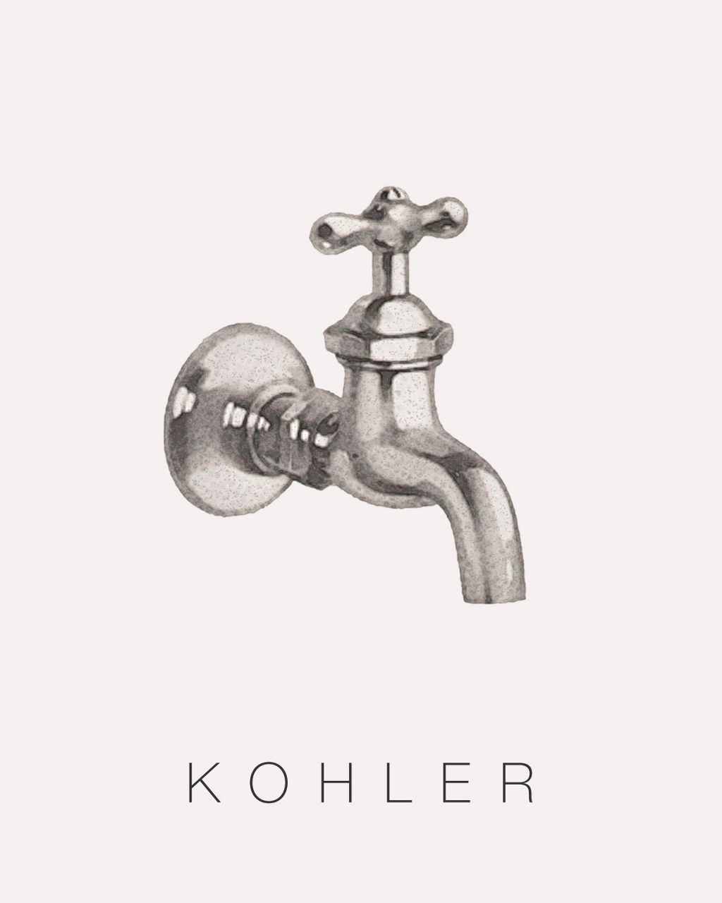 A historical black and white image of a wall-mount tap.
