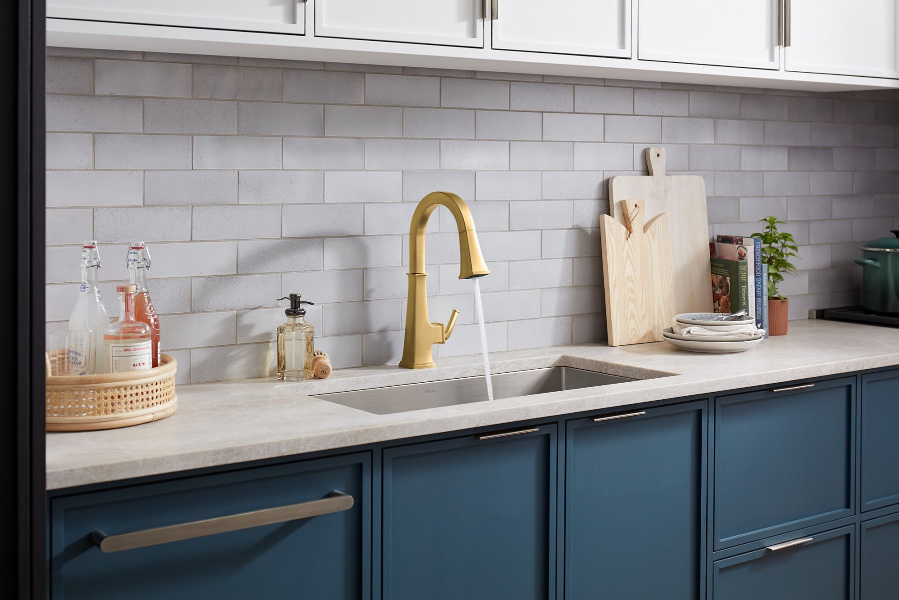 A Riff faucet in brushed modern brass