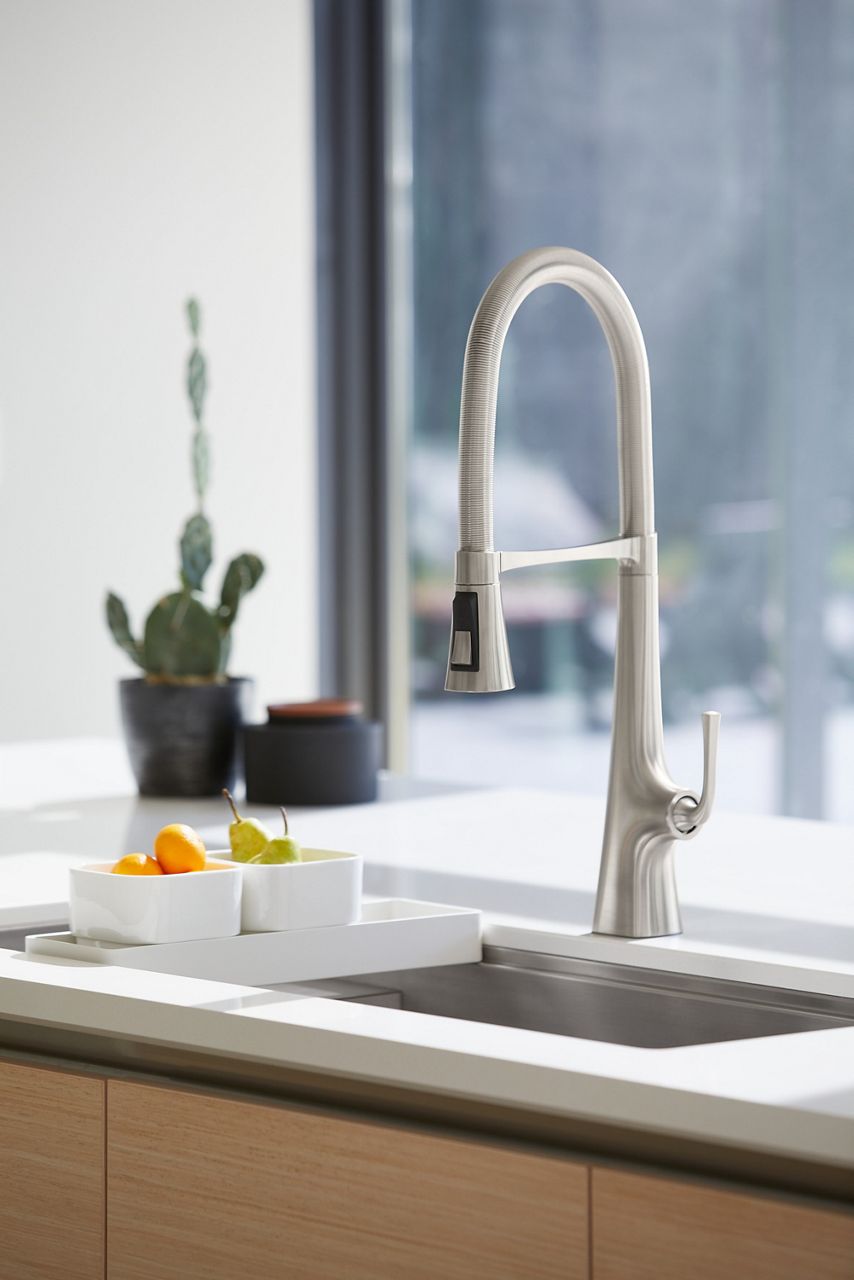 A Graze faucet in stainless steel