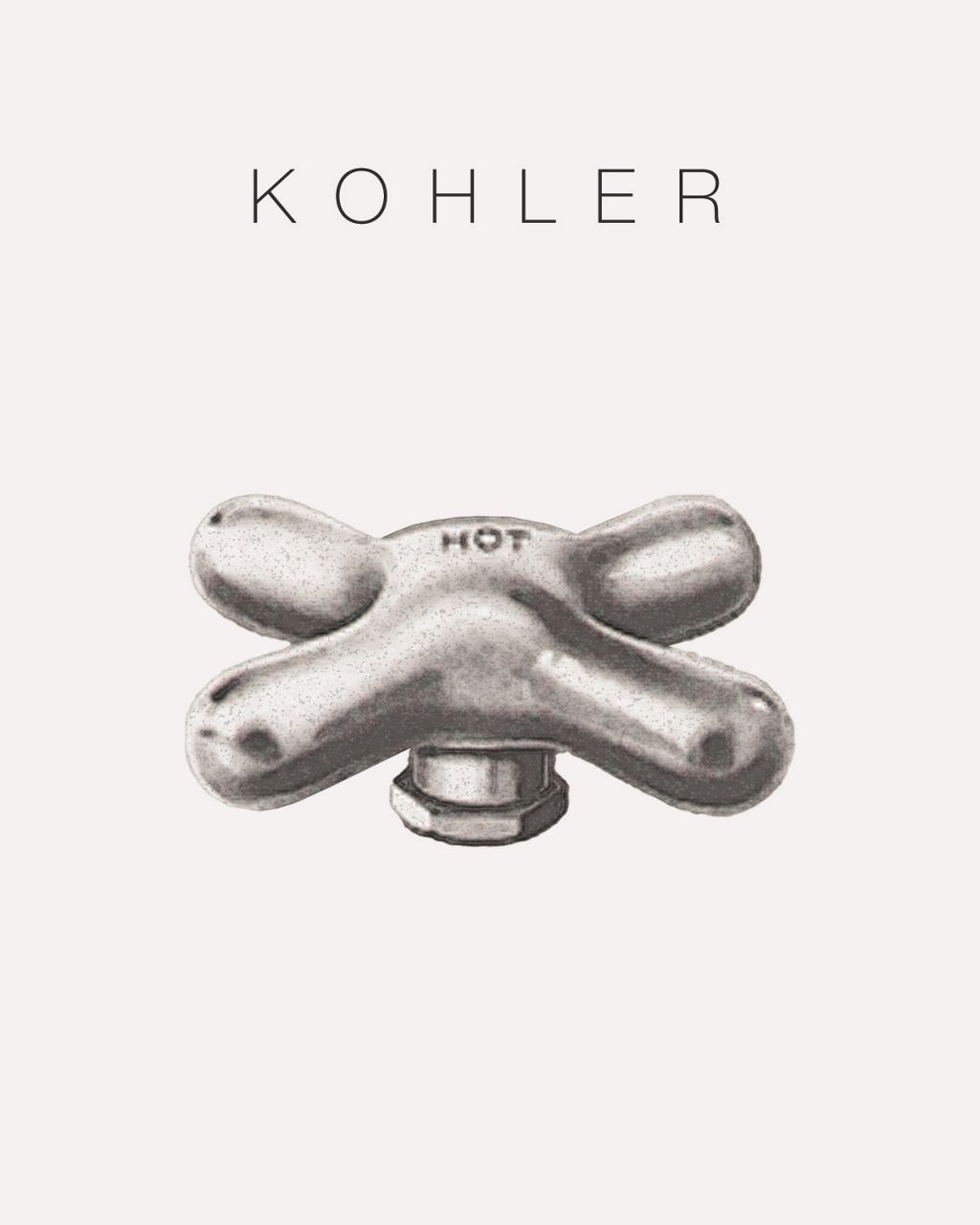 A historical black and white image of a faucet handle.