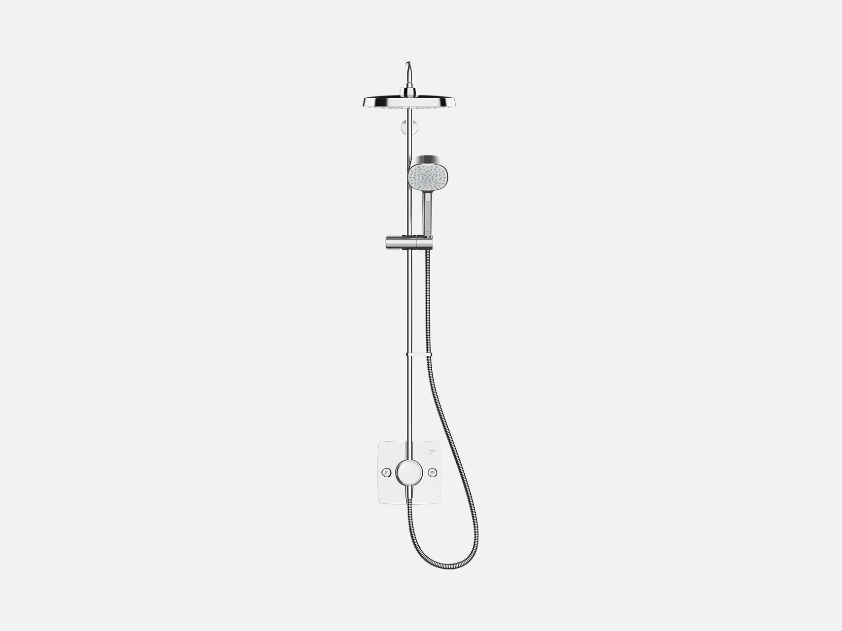 Mira Opero dual outlet mixer shower in chrome finish.