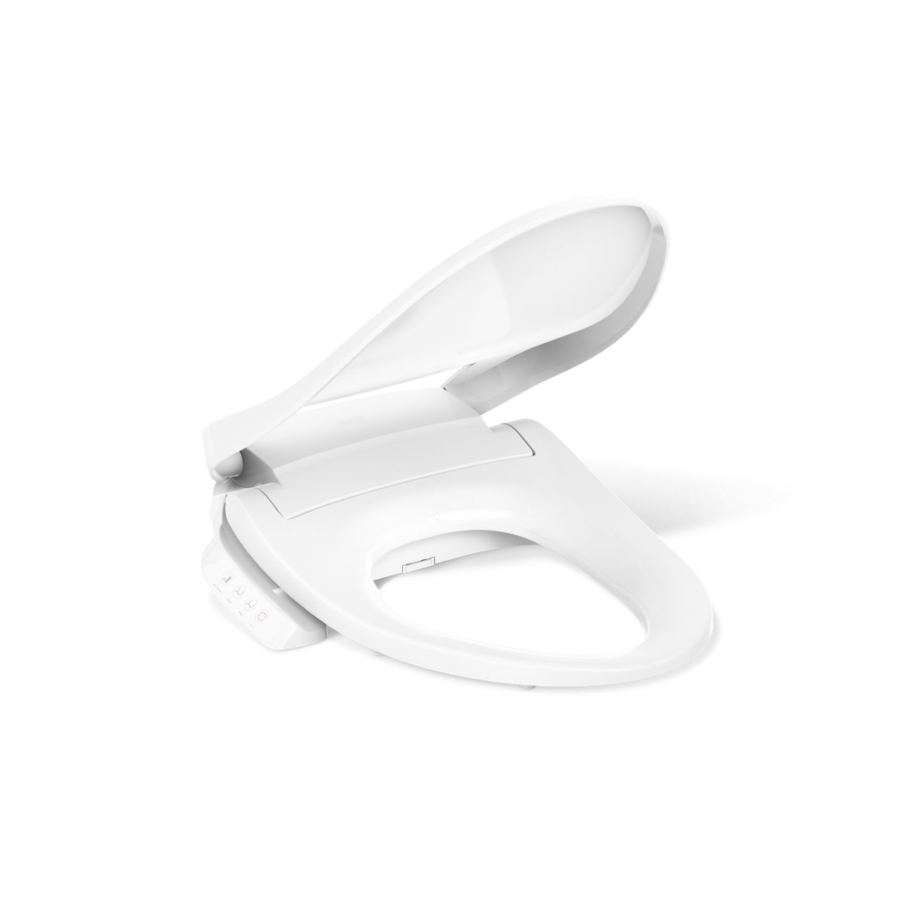 KOHLER PureWash E545 bidet seat with lid open, shown in white on a clean background