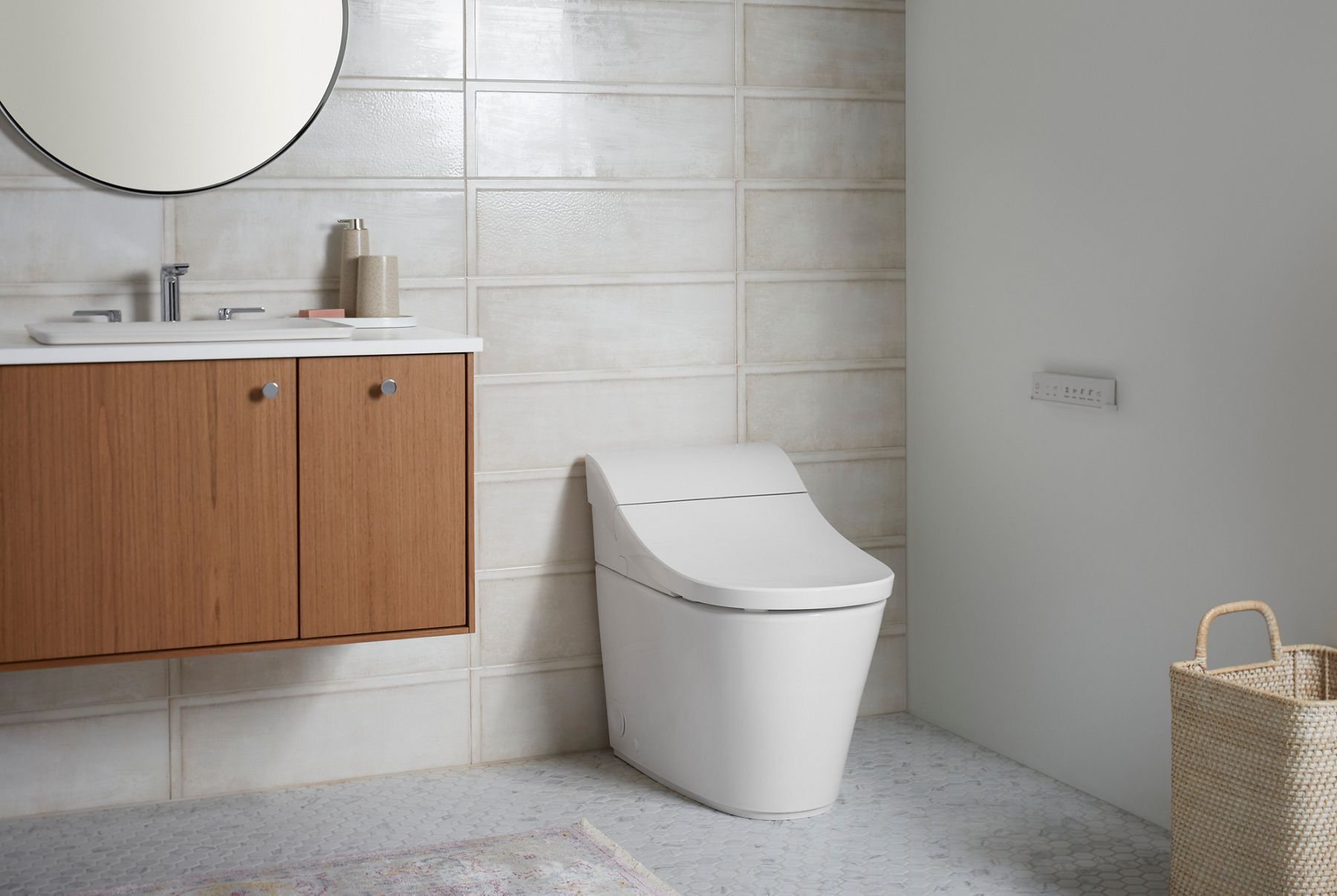 Modern white toilet with a sleek, compact design