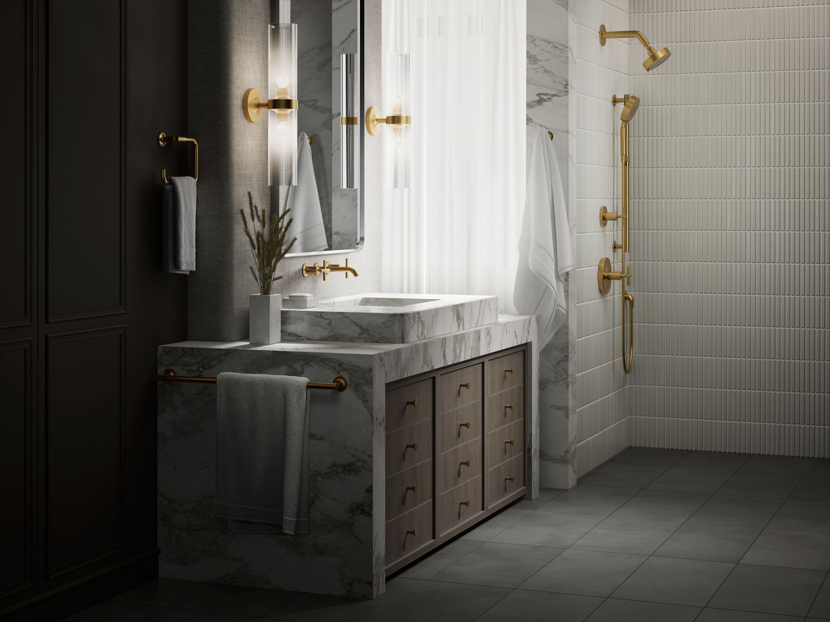 Purist Wall-Mount Sink Faucet Trim, Cross Handles | K-T14413-3