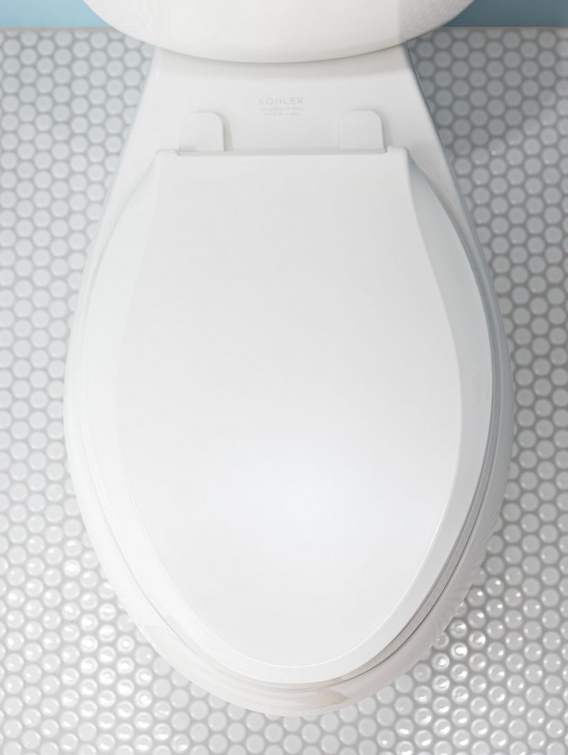 Siège De Toilette Allongé Kohler Revival Gris Glacé - Charnières Dorées - Neuf (défauts Possibles)