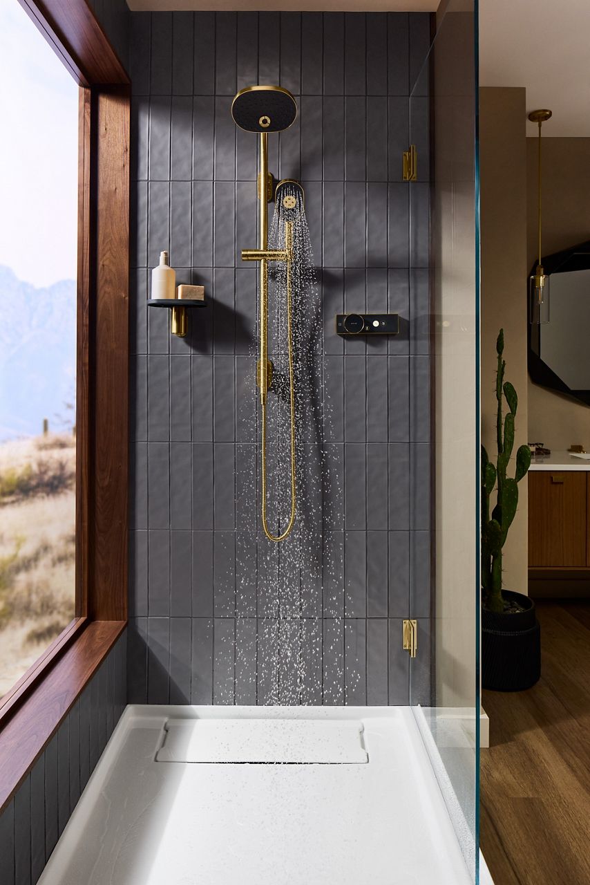 Kohler Anthem EvoCycle Hybrid Smart Shower System featuring a rainhead, handshower, and digital controller.