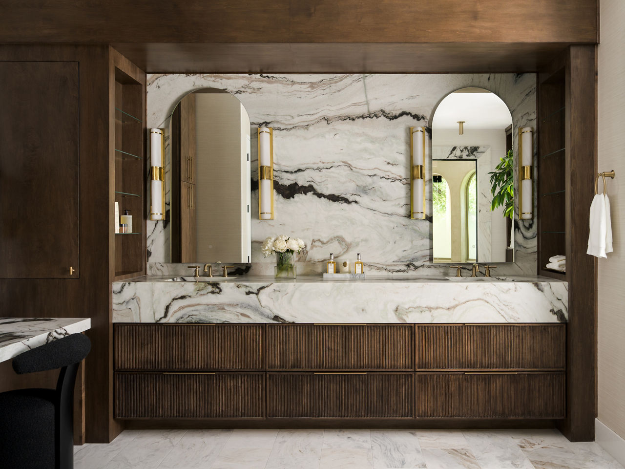 A Warm Oasis Accented by Brass and Stone