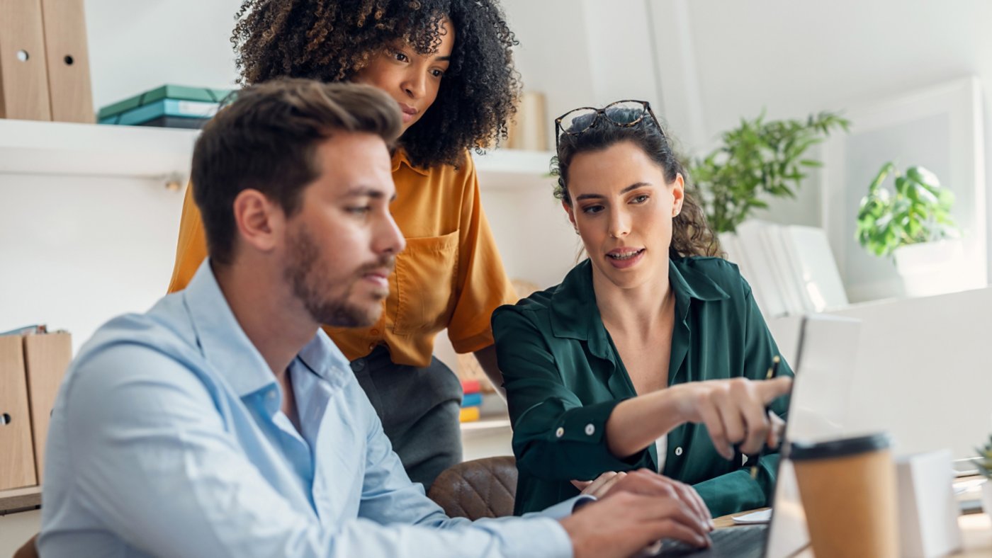 Business people working with laptop and talking of they new project together in the office.