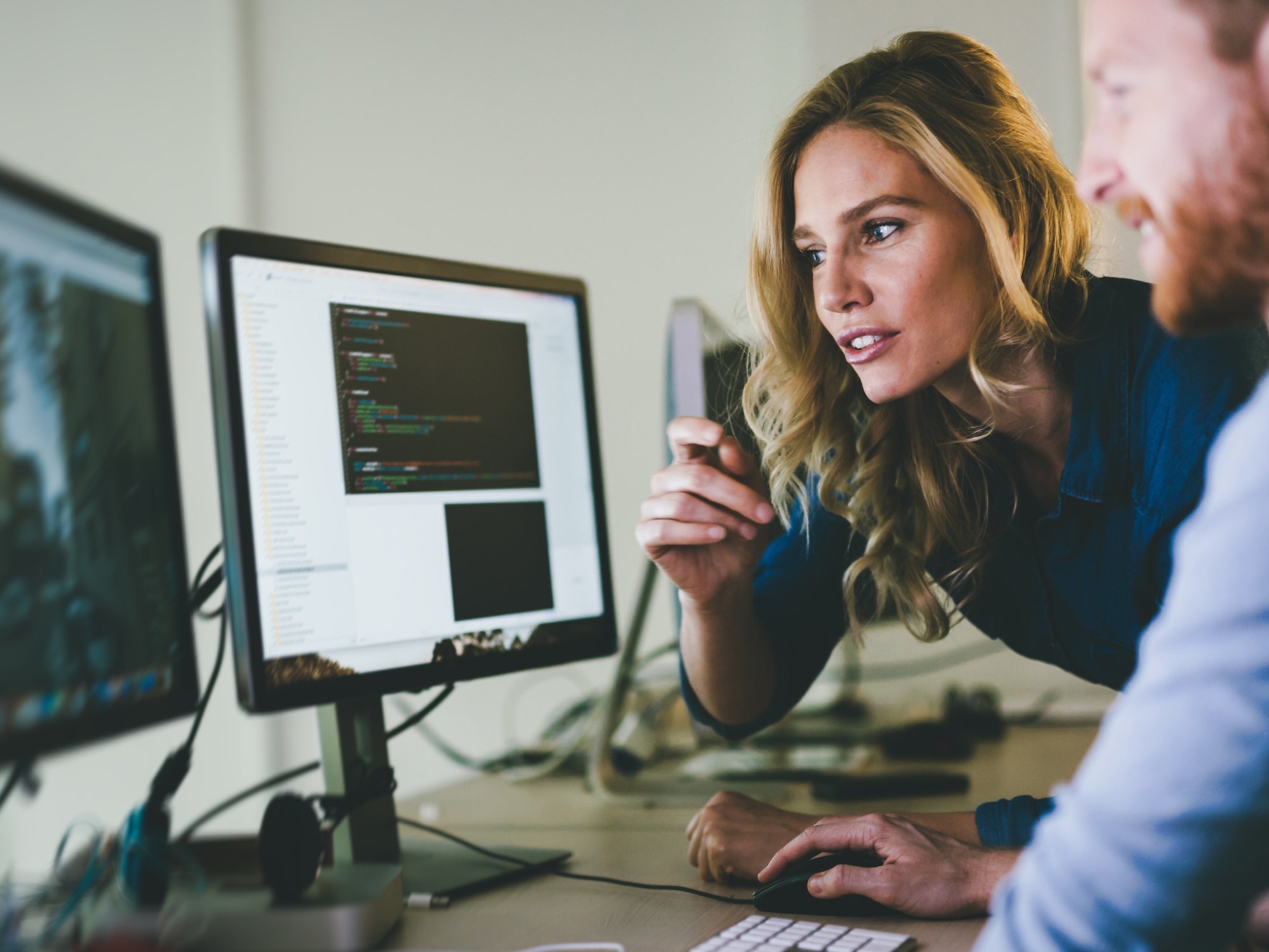 Programmer working in a software developing company