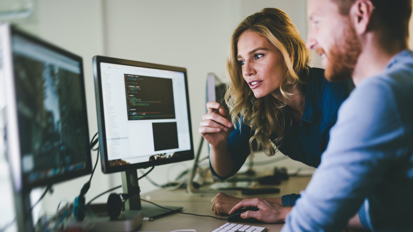 Programmer working in a software developing company