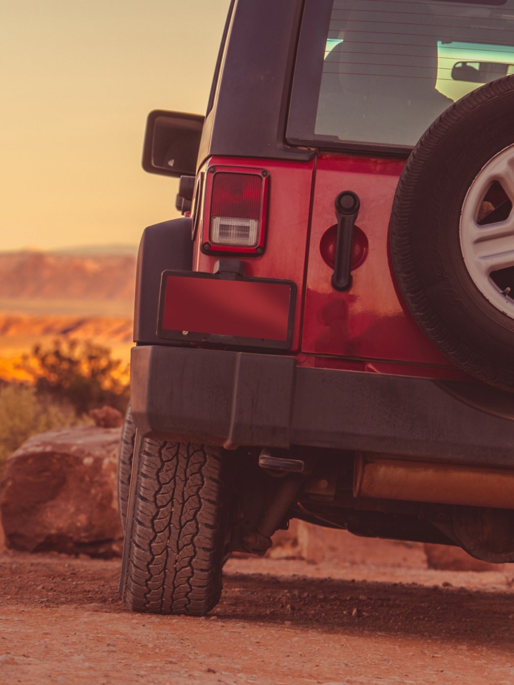 Driving Off Road Concept. Sport Utility Vehicle on the Sandy Arizona Desert Road.