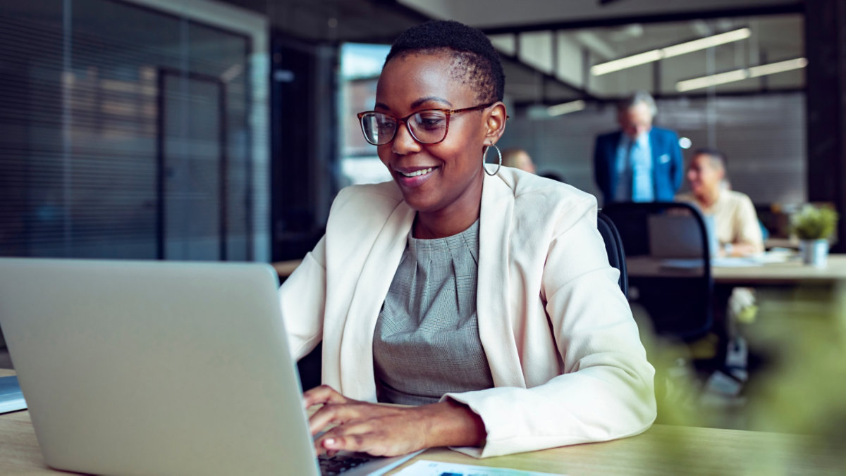 woman on laptop in office