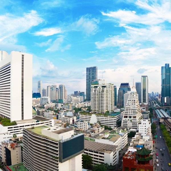 Panorama view Cityscape tower in Bangkok city in Asia Thailand 