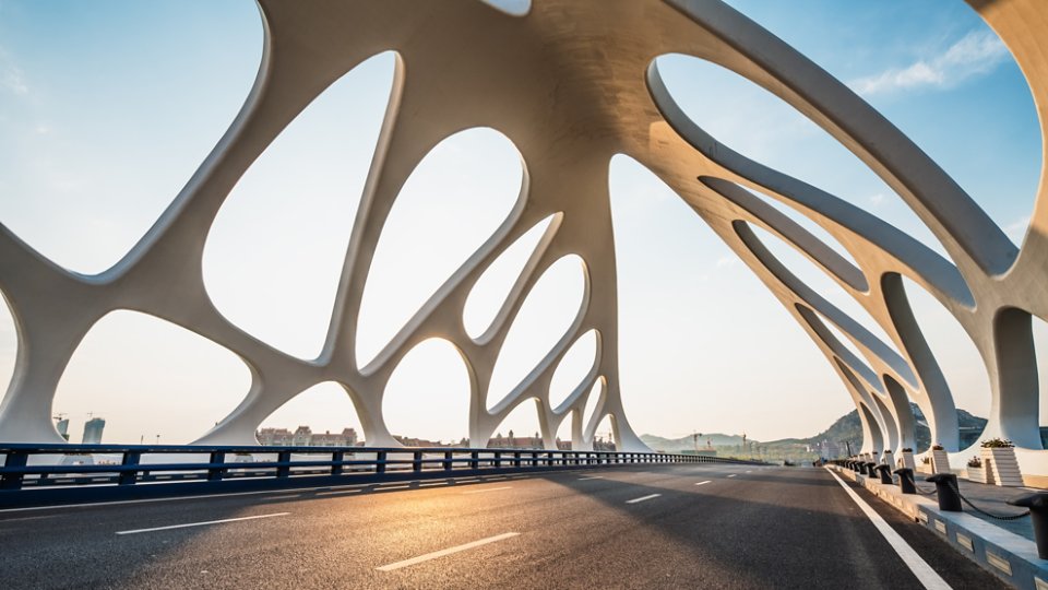 Shell bridge on the west coast of Qingdao, Shandong, China