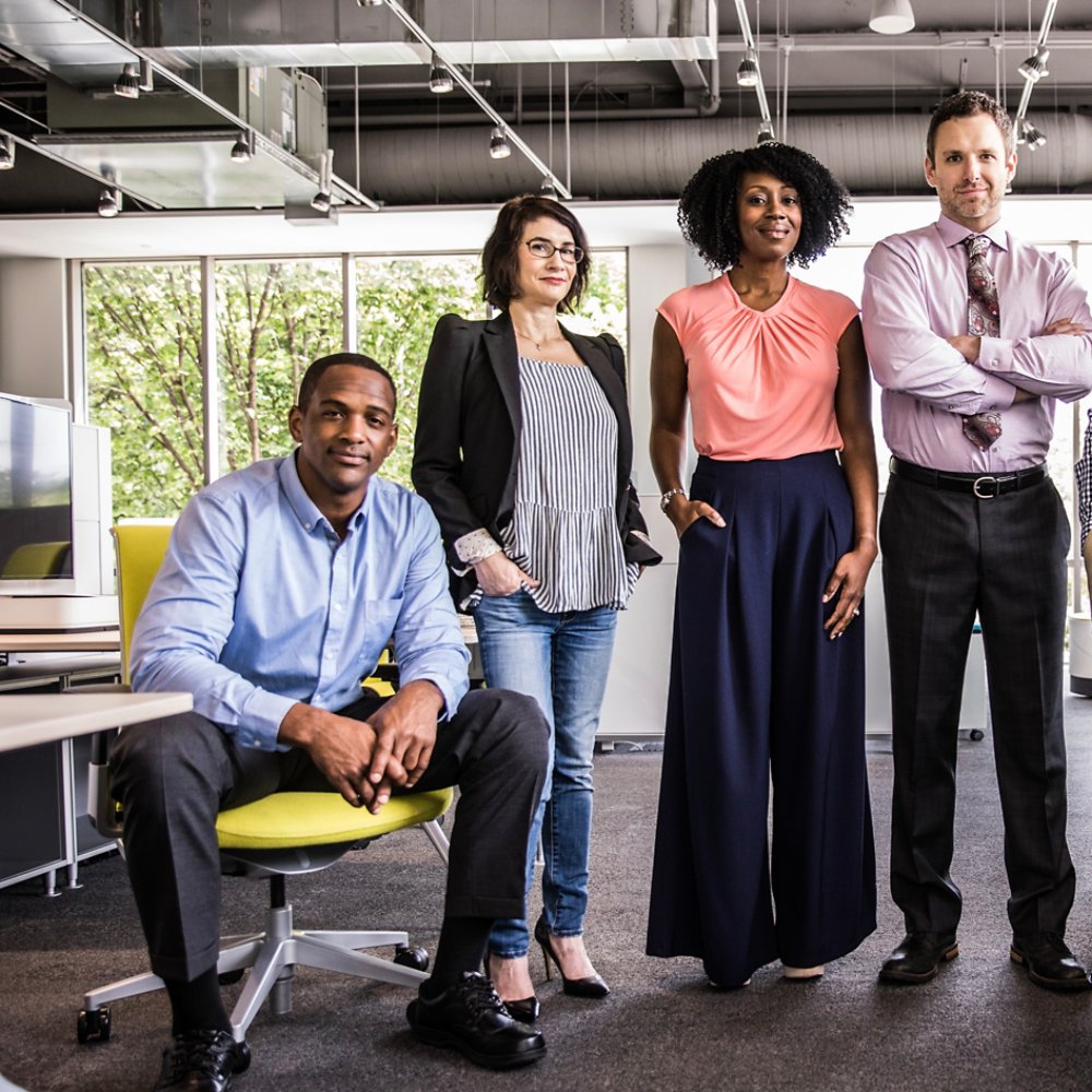 Portrait of coworkers in modern business office