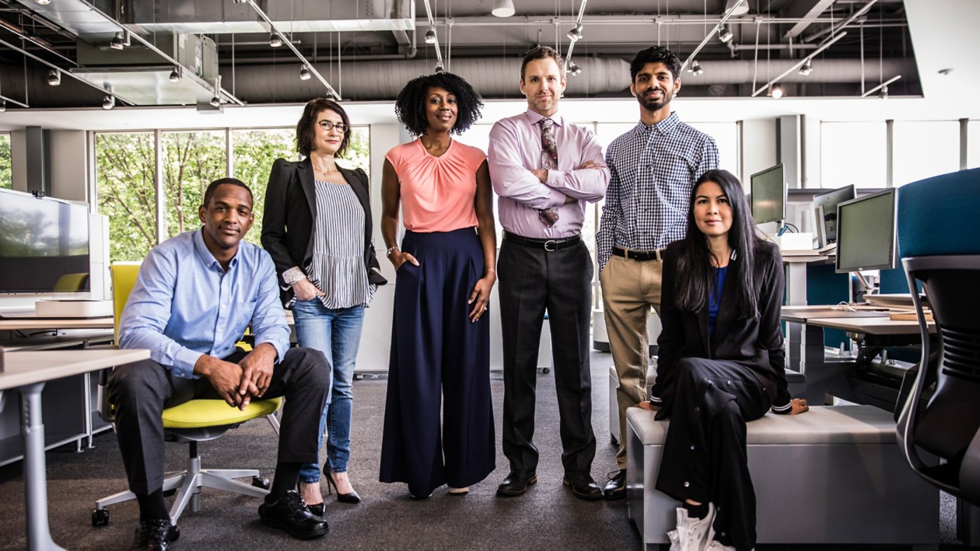 Portrait of coworkers in modern business office