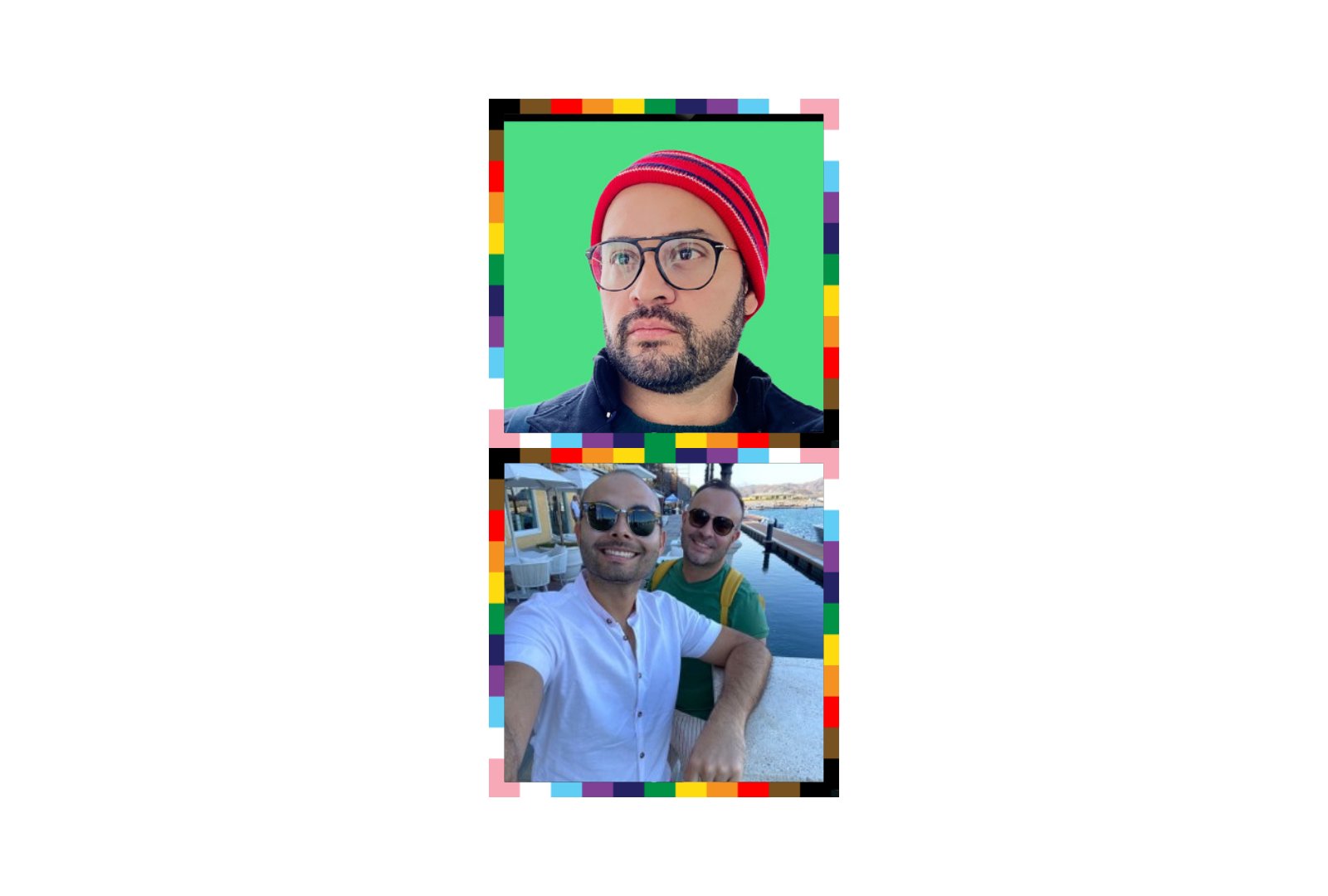 Kyndryl employee in pride frame. 