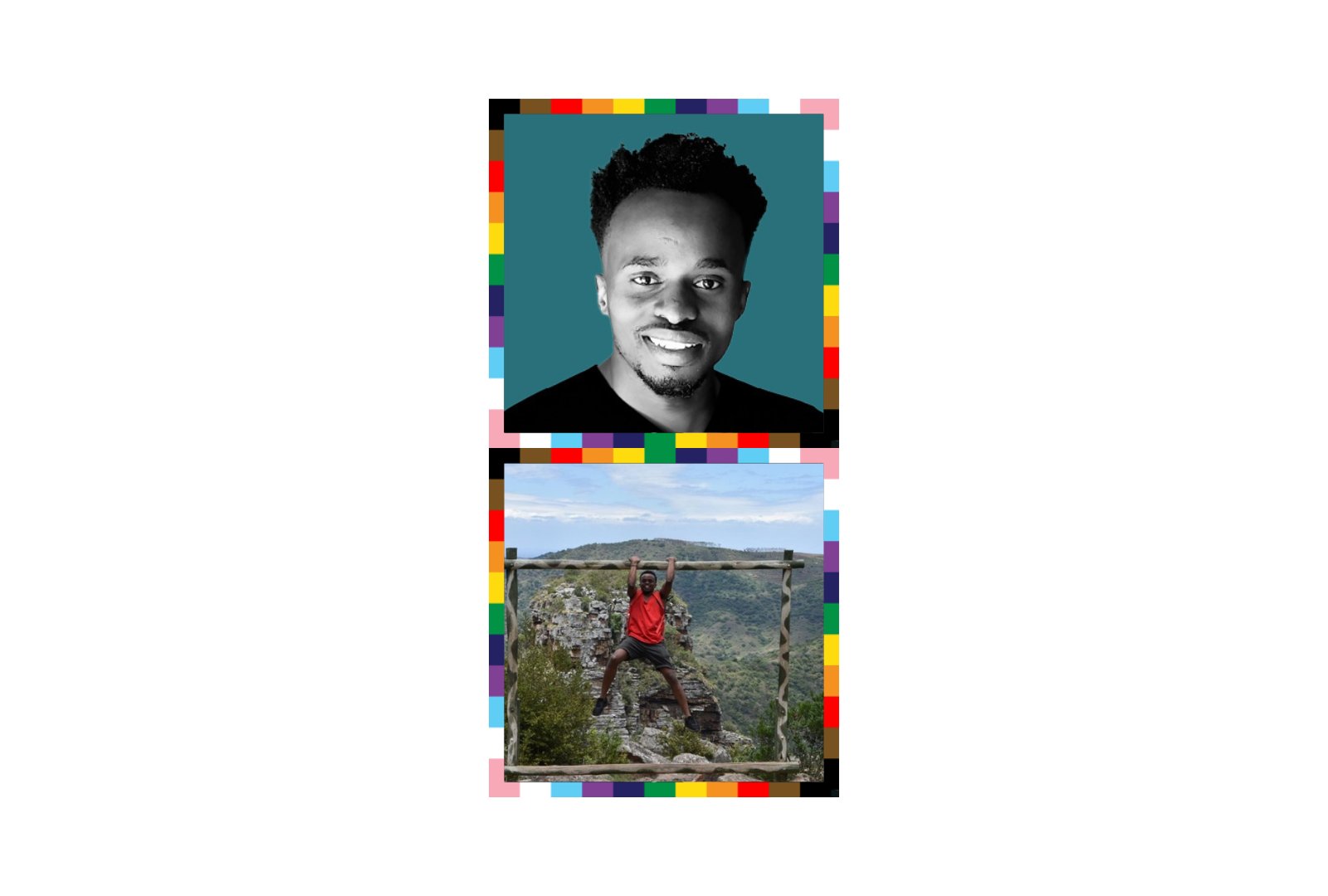 Kyndryl employee in pride frame. 