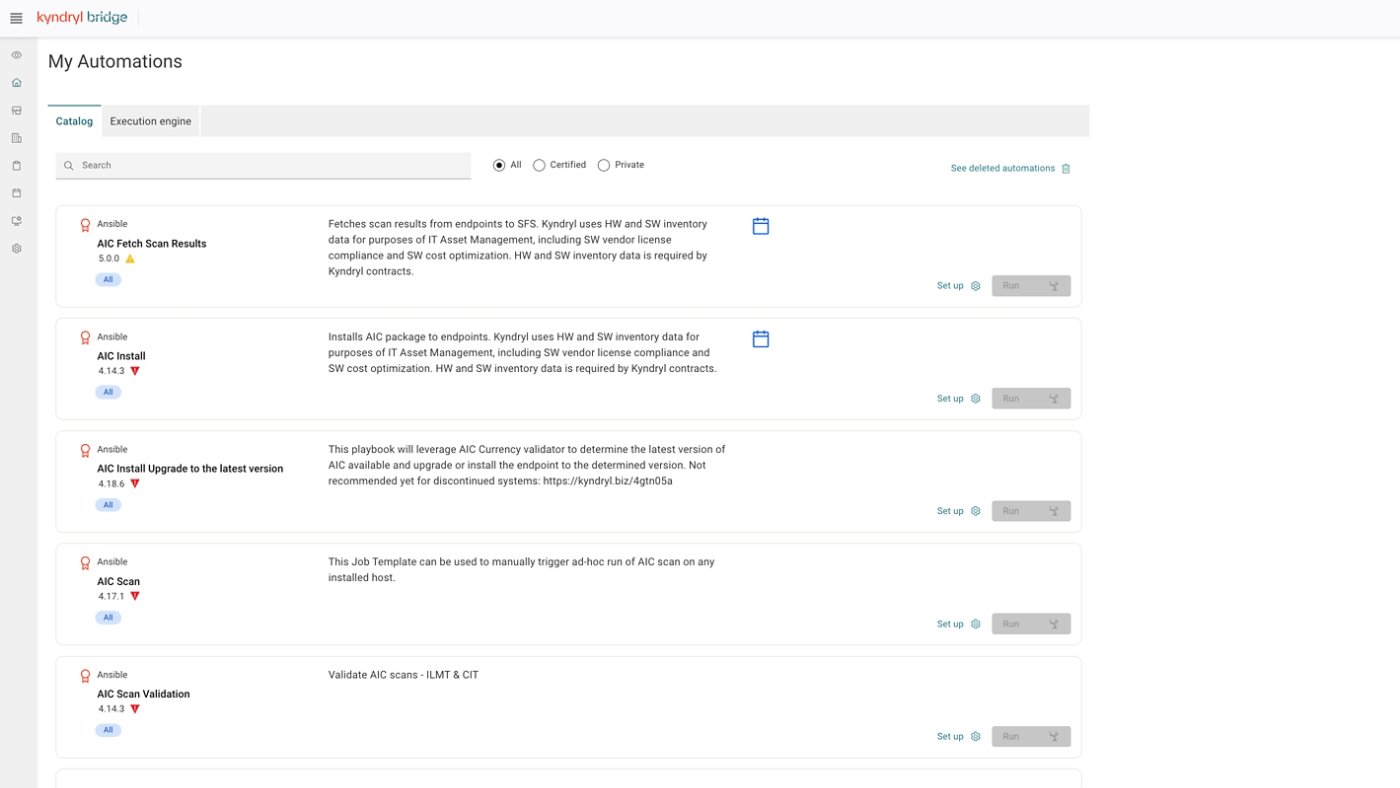 Kyndryl Bridge dashboard example of Orchestrate