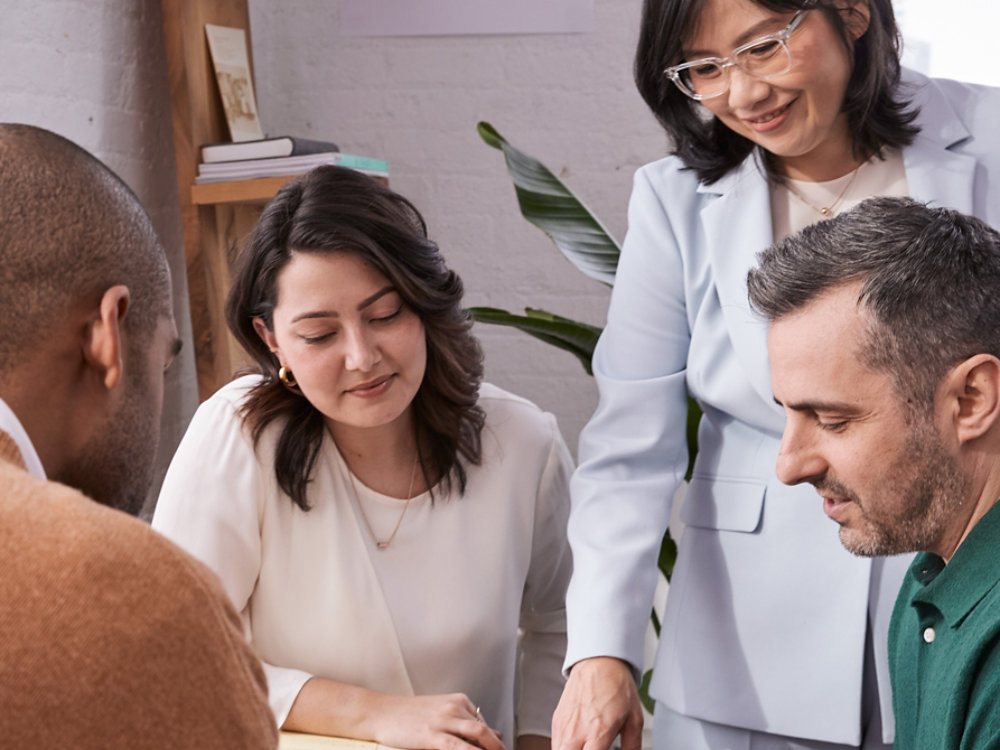 group of multiethnic business people brainstorming