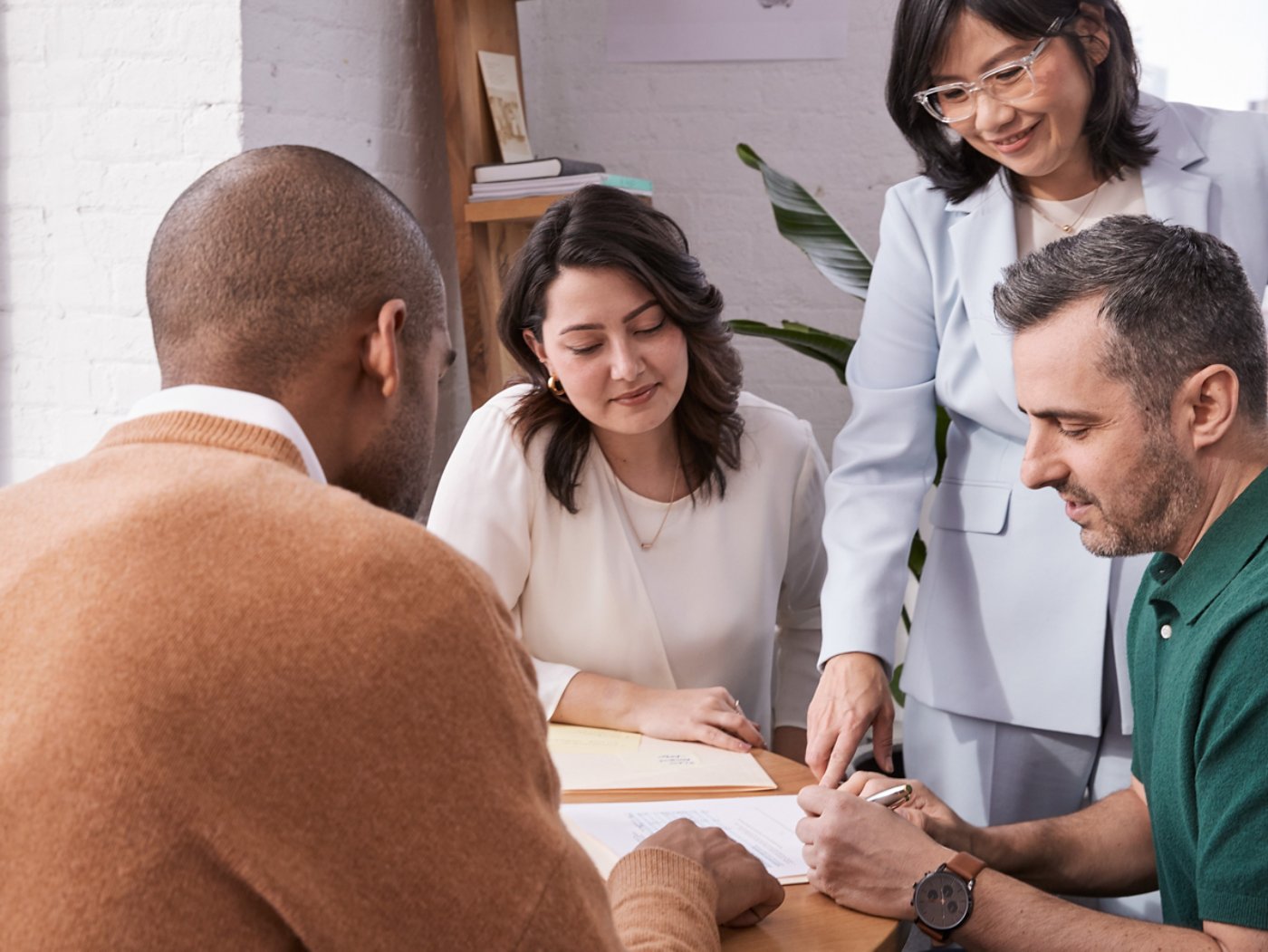 group of multiethnic business people brainstorming
