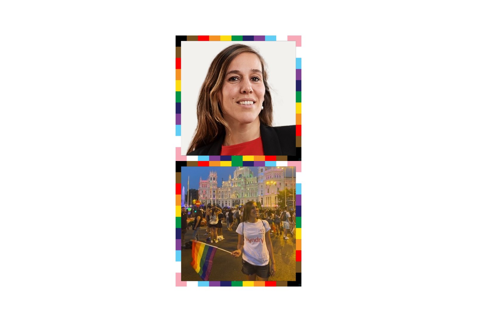Kyndryl employee in pride frame. 